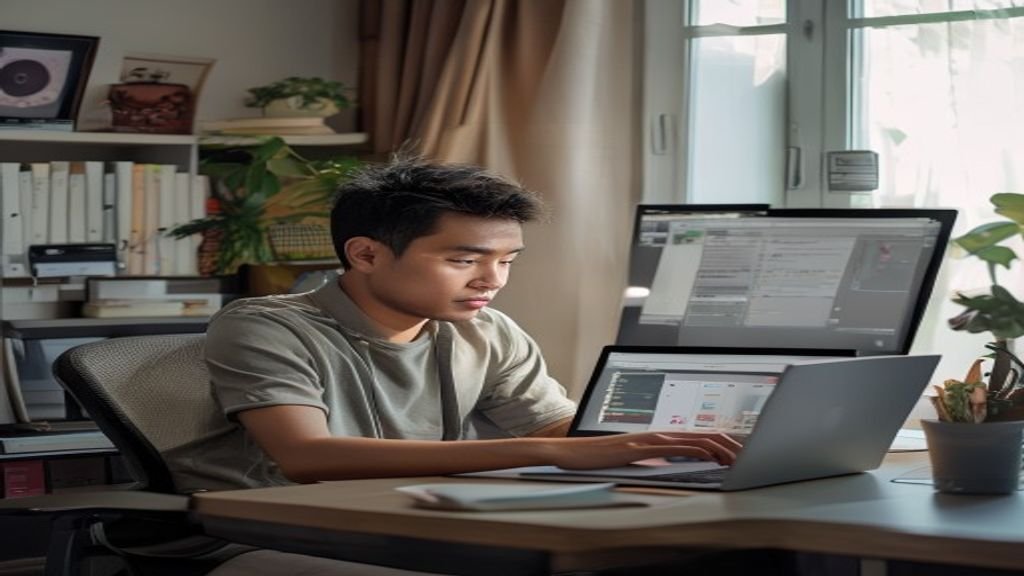 Gambar ilustrasi perangkat lunak gratis menunjukkan logo open source dengan kode sumber terbuka yang dapat diunduh be...